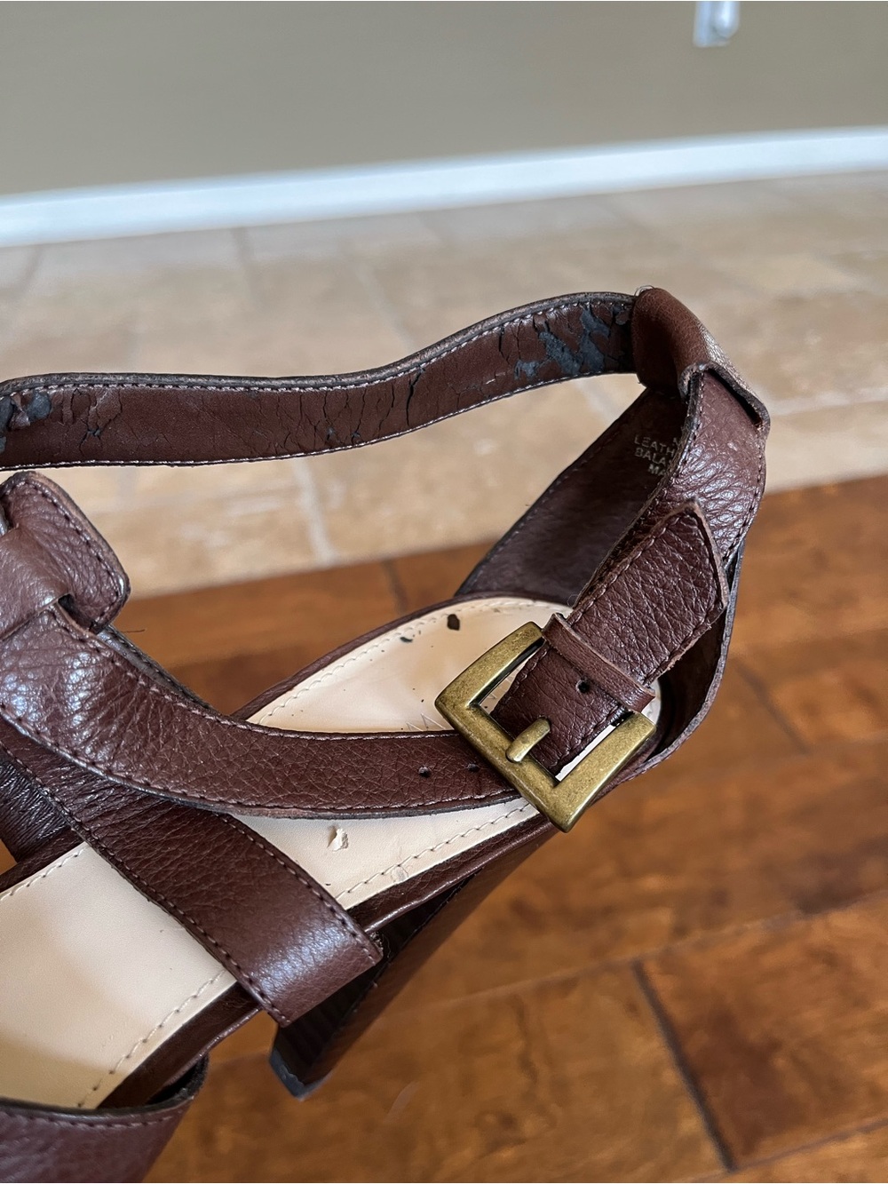 Nine West SZ 9 Brown Leather Strappy Heels - Picture 6 of 11